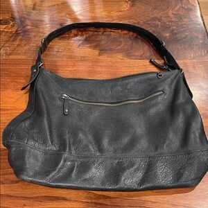 Black Leather Shoulder Hobo slouchy purse handbag tote bag